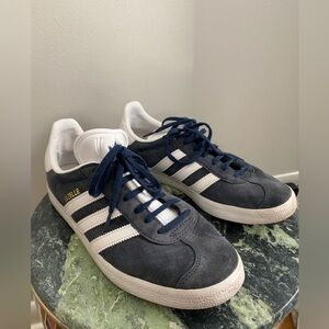 Adidas Navy Blue and White Gazelle Sneakers Size 9